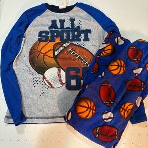 Faded Glory Kids Long Sleeve Sports Pajamas- Blue and Gray